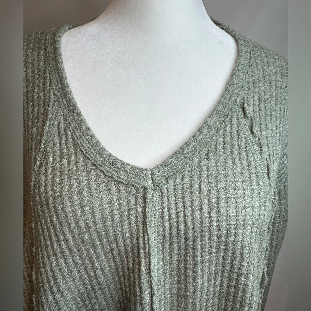 Altar'd State Sage Waffle Knit Lightweight T/Sweater